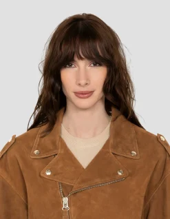 Blouson Perfecto 90's court caramel, chèvre velours - CARAMEL