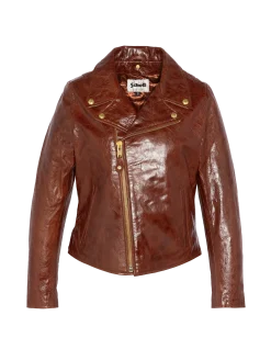 Blouson Perfecto® verni marron, cuir d'agneau - MARRON