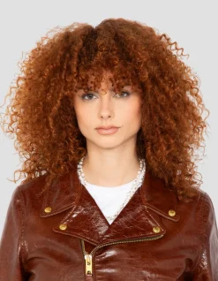 Blouson Perfecto® verni marron, cuir d'agneau - MARRON