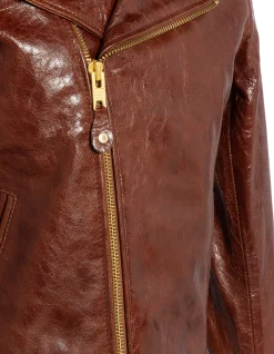 Blouson Perfecto® verni marron, cuir d'agneau - MARRON