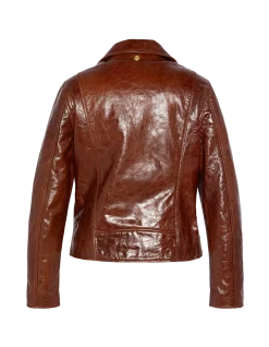 Blouson Perfecto® verni marron, cuir d'agneau - MARRON