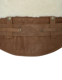 Blouson pilote bi-matière mythique USA, cuir de mouton - BLANC CASSÉ