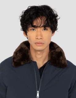 Blouson pilote bleu marine et marron - MARINE/MARRON
