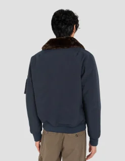 Blouson pilote bleu marine et marron - MARINE/MARRON