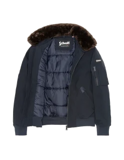 Blouson pilote bleu marine et marron - MARINE/MARRON