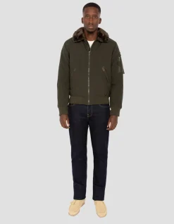 Blouson pilote kaki et marron - KAKI/MARRON