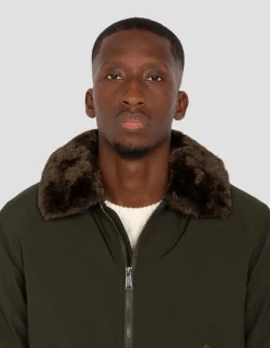 Blouson pilote kaki et marron - KAKI/MARRON