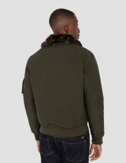 Blouson pilote kaki et marron - KAKI/MARRON