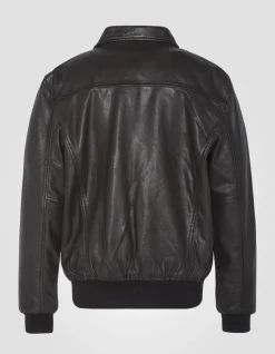 Blouson pilote marron, cuir d'agneau - MARRON