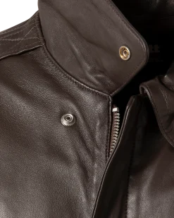 Blouson pilote marron, cuir d'agneau - MARRON