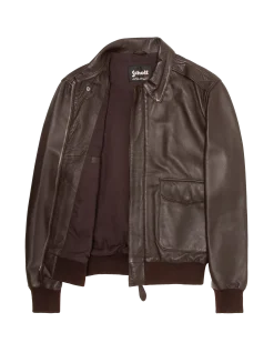 Blouson pilote marron, cuir d'agneau - MARRON