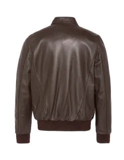 Blouson pilote marron, cuir d'agneau - MARRON