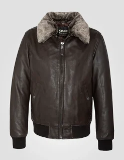 Blouson pilote marron, cuir de vachette - MARRON