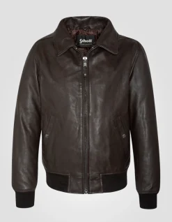 Blouson pilote marron, cuir de vachette - MARRON