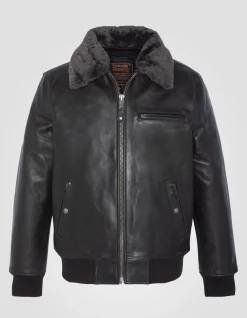 Blouson pilote marron foncé gilet intérieur amovible, cuir de vachette - MARRON FONCÉ