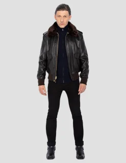 Blouson pilote marron type A-2 mythique USA, cuir de vachette - MARRON