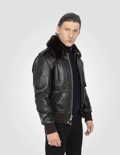 Blouson pilote marron type A-2 mythique USA, cuir de vachette - MARRON