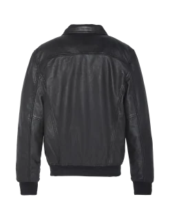 Blouson pilote noir, cuir d'agneau - NOIR