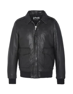 Blouson pilote noir, cuir d'agneau - NOIR