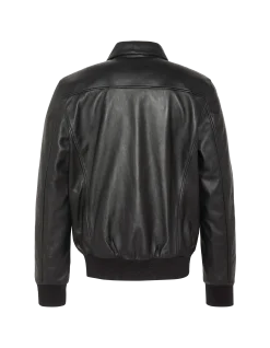 Blouson pilote noir, cuir d'agneau - NOIR