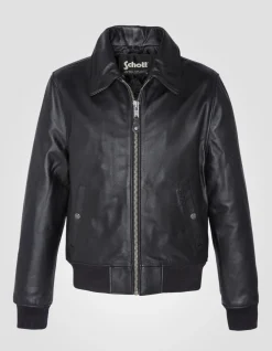 Blouson pilote noir, cuir de vachette, grande taille - NOIR