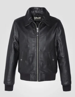 Blouson pilote noir, cuir de vachette - NOIR