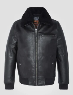 Blouson pilote noir gilet intérieur amovible, cuir de vachette - NOIR