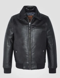 Blouson pilote noir gilet intérieur amovible, cuir de vachette - NOIR