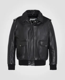 Blouson pilote noir type A-2 mythique USA, cuir de vachette - NOIR