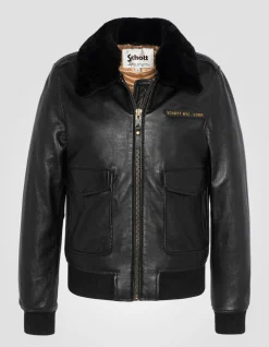Blouson pilote souple noir, cuir d'agneau lavé - NOIR