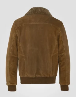 Blouson pilote suédé rouille, cuir de chèvre - ROUILLE
