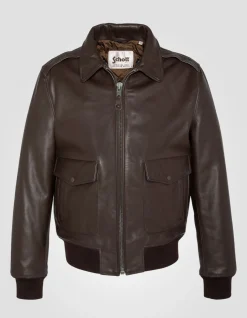 Blouson pilote type A-2 marron avec gilet amovible, cuir de vachette - MARRON