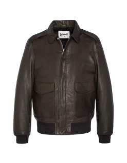 Blouson pilote type A-2 marron, cuir de chèvre - MARRON