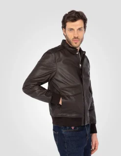 Blouson pilote type A-2 marron, cuir de chèvre - MARRON