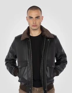 Blouson pilote type A-2 vintage marron, cuir de vachette - MARRON VINTAGE