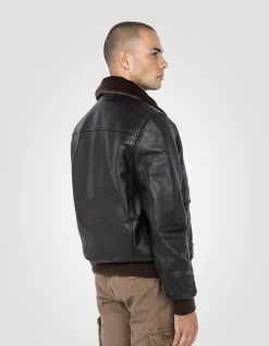 Blouson pilote type A-2 vintage marron, cuir de vachette - MARRON VINTAGE