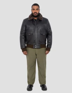 Blouson pilote type A-2 vintage marron, cuir de vachette, grande taille - MARRON VINTAGE