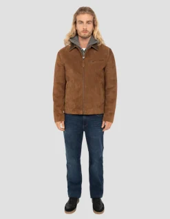 Blouson rouille worker, chèvre velours - ROUILLE