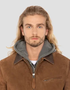 Blouson rouille worker, chèvre velours - ROUILLE