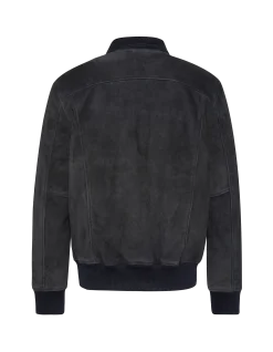 Blouson rétro bleu marine, chèvre velours - MARINE