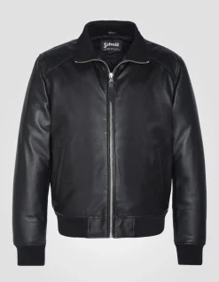 Blouson rétro noir, cuir d'agneau - NOIR