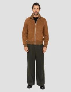 Blouson rétro rouille, chèvre velours - ROUILLE