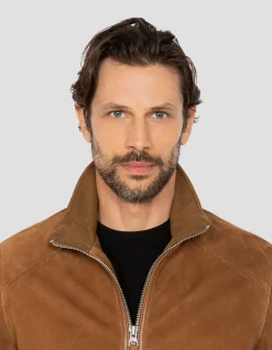 Blouson rétro rouille, chèvre velours - ROUILLE