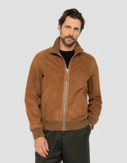 Blouson rétro rouille, chèvre velours - ROUILLE