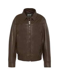 Blouson smocké marron, cuir d’agneau - MARRON