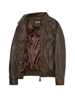 Blouson smocké marron, cuir d’agneau - MARRON