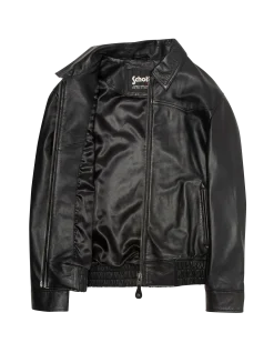 Blouson smocké noir, cuir d’agneau - NOIR