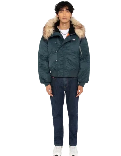 Blouson snorkel N2B bleu marine à capuche, coupe oversize - MARINE
