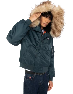 Blouson snorkel N2B bleu marine à capuche, coupe oversize - MARINE