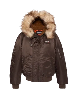 Blouson snorkel N2B marron à capuche, coupe oversize - MARRON